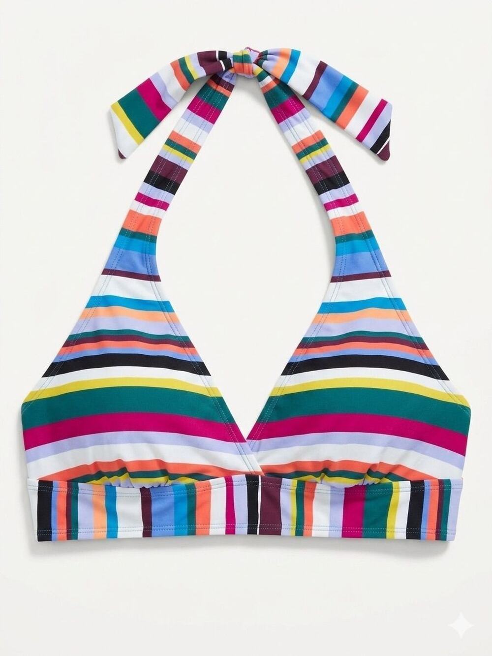 Anne Cole Marilyn Striped Halter Bikini Swim Top Multicolor Stripe Size M NWT